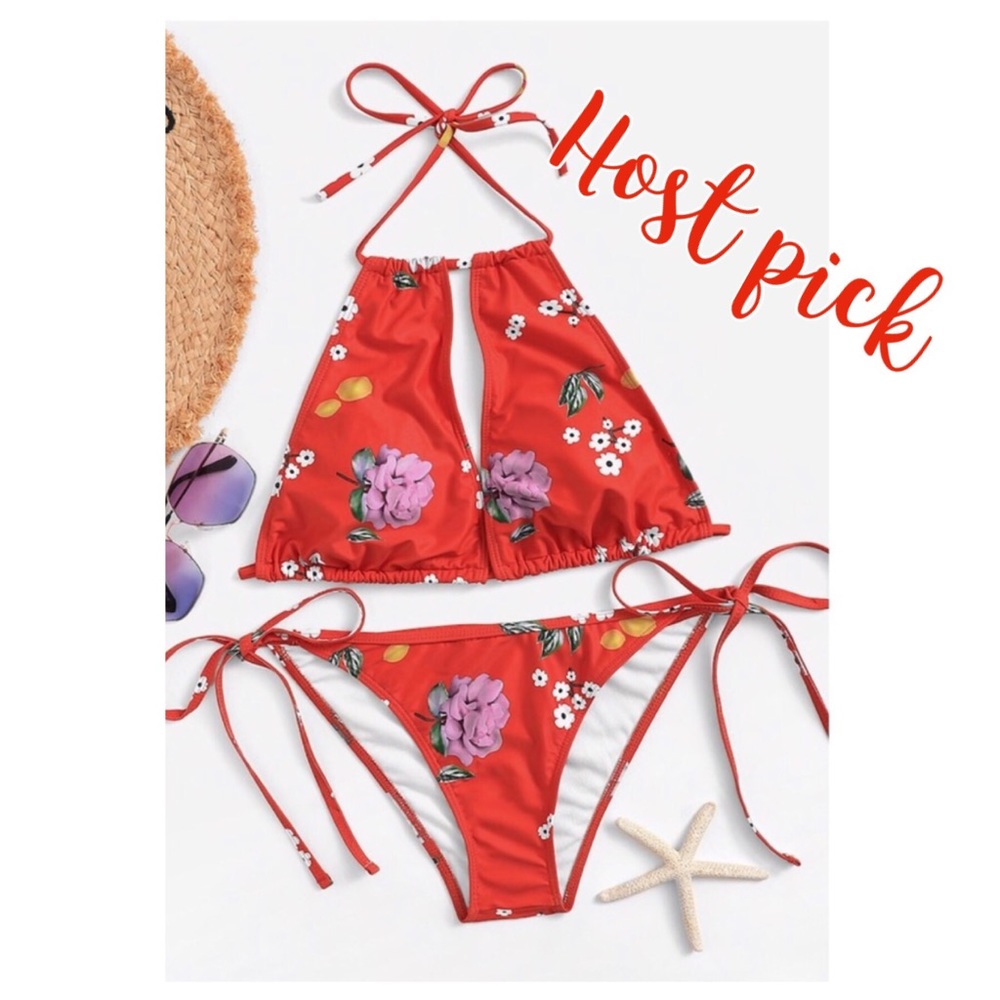 Red floral bikini - Picture 1 of 8